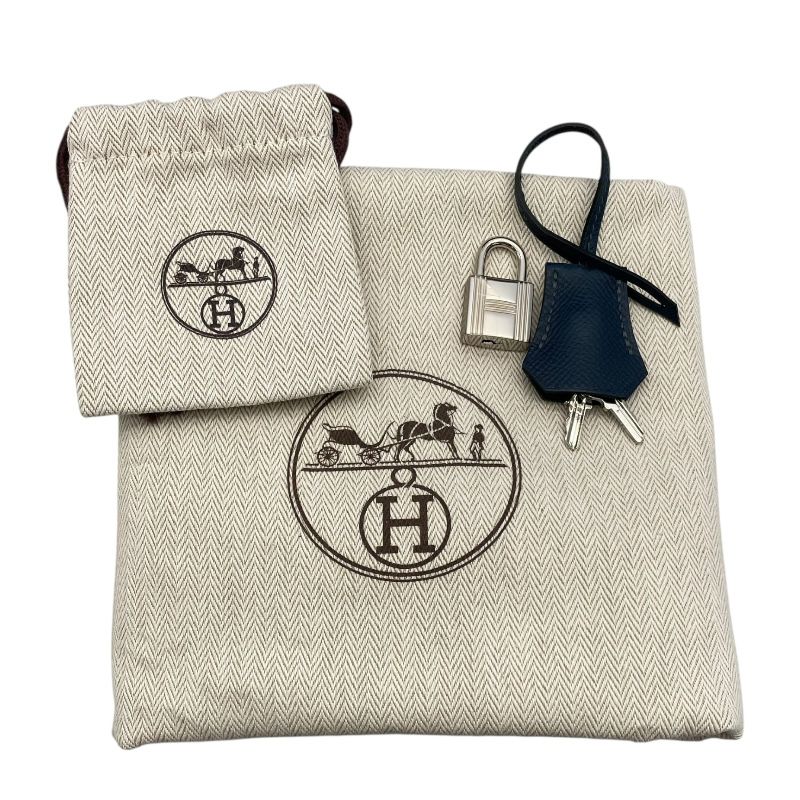 HERMES Birkin 25 Tricolor Blue de Prusse with Silver Hardware