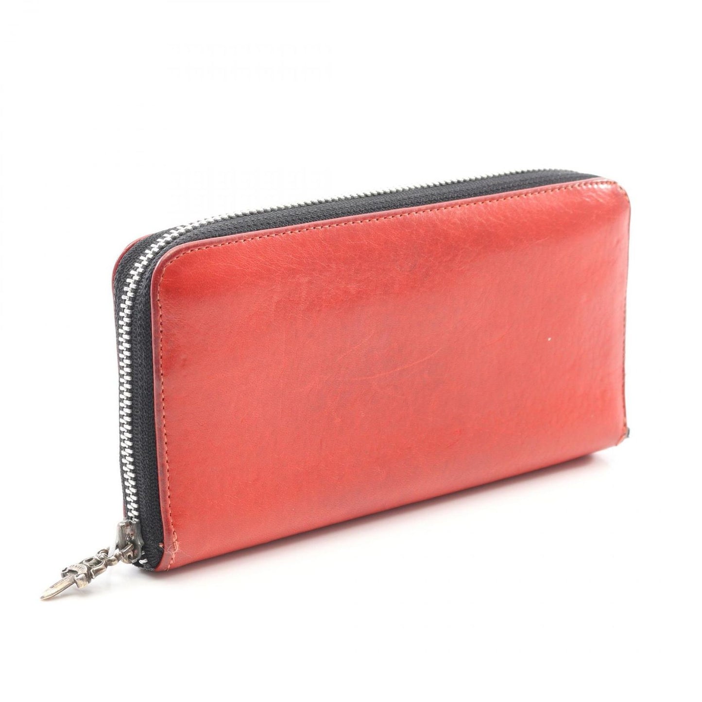 CHROME HEARTS Round Leather Wallet in Red - Exquisite Craftsmanship