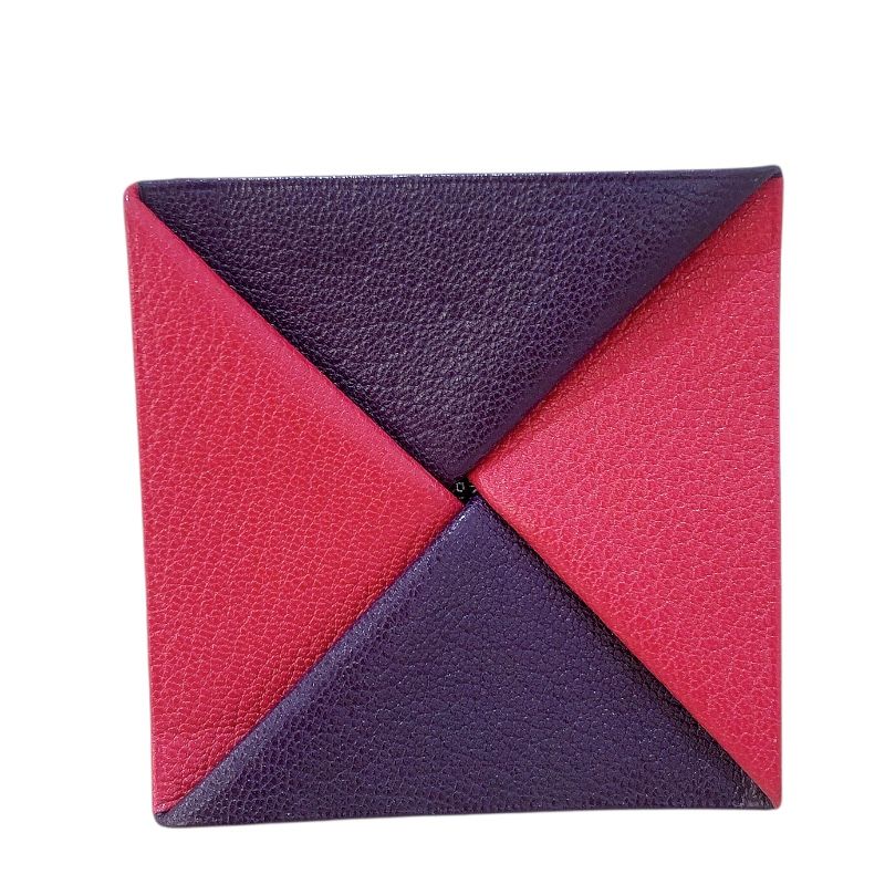 HERMES Zulu Coin Case in Pink & Purple Sheepskin - Exquisite Craftsmanship