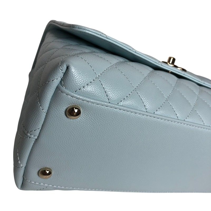 CHANEL Coco Handle 29 Light Blue Caviar Leather Handbag