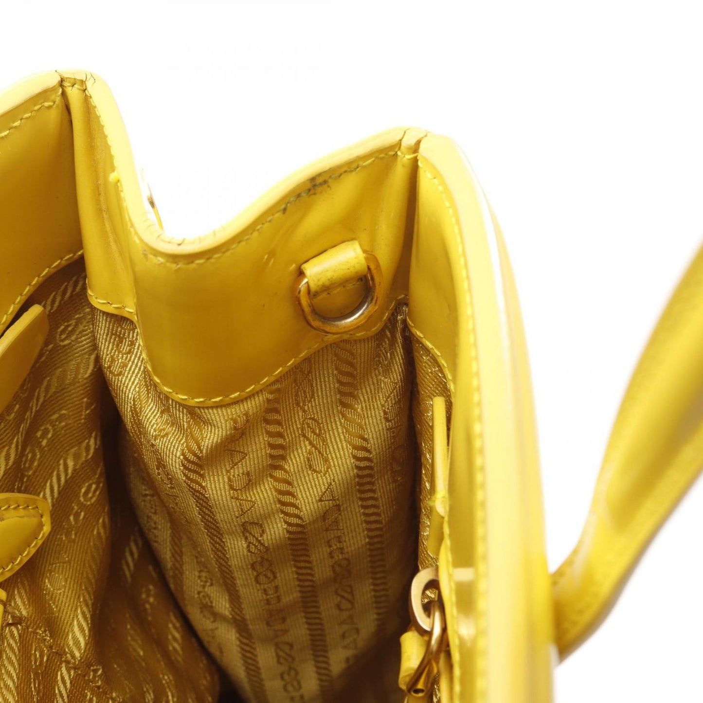 PRADA Saffiano Vernic Handbag in Yellow - Timeless Elegance