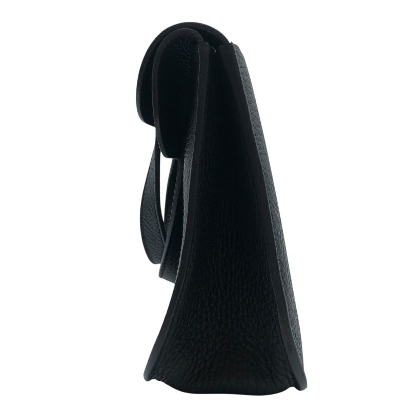 HERMES Arzan 25 Black & Silver Hardware Togo Leather Shoulder Bag