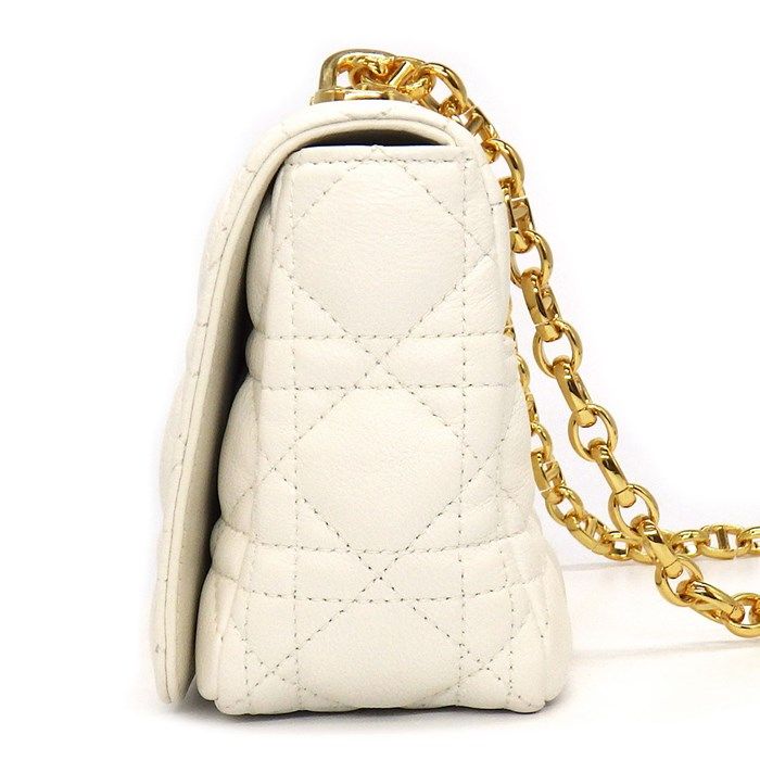 Dior Caro Soft Small Shoulder Bag in Ivory Calfskin
