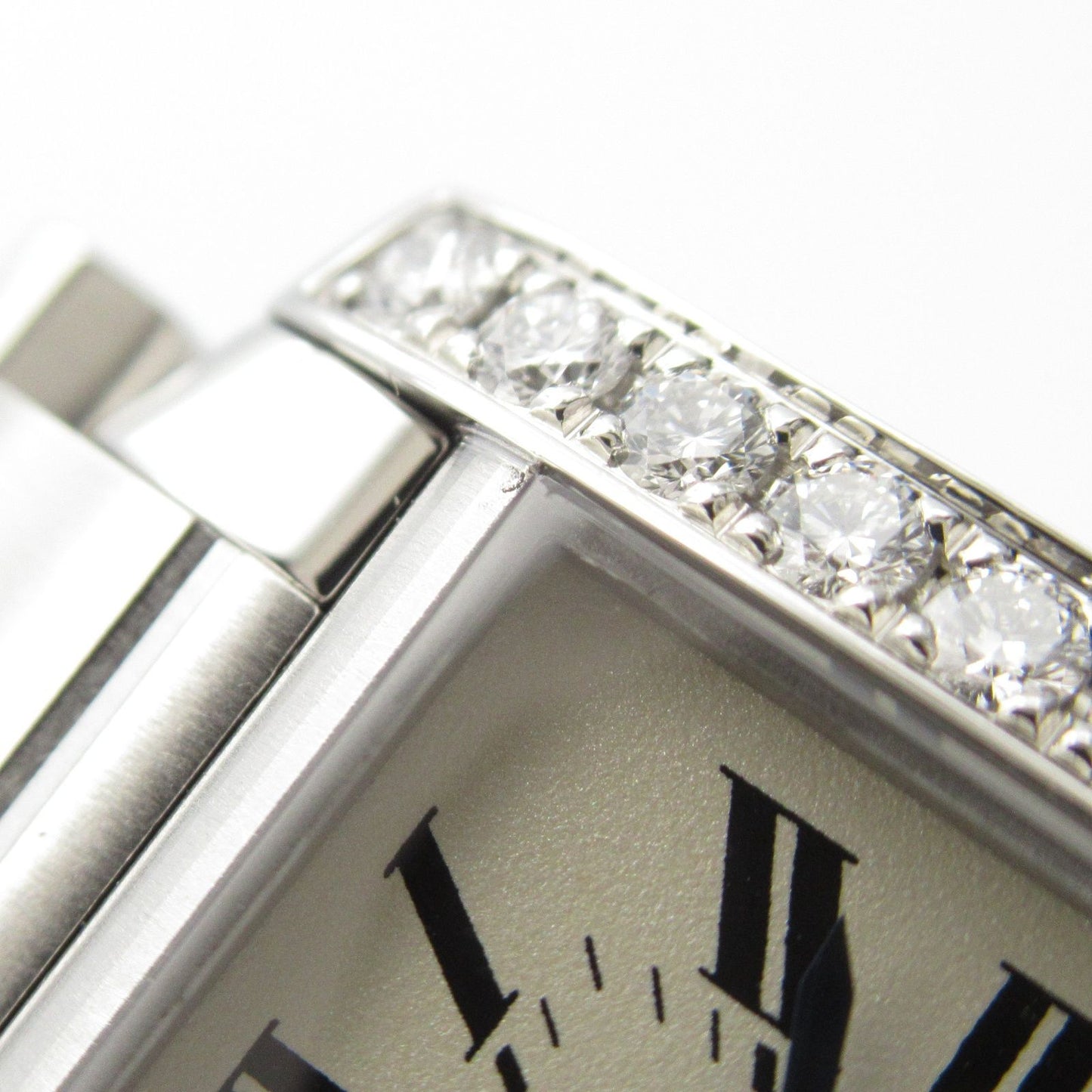 Cartier Tank Française SM Diamond Bezel Watch - Exquisite Silver Elegance