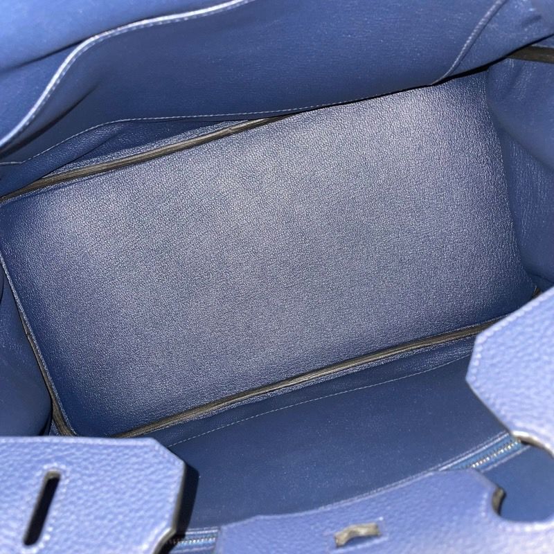 HERMES Birkin 35 Blue Navy Togo Handbag with Silver Hardware