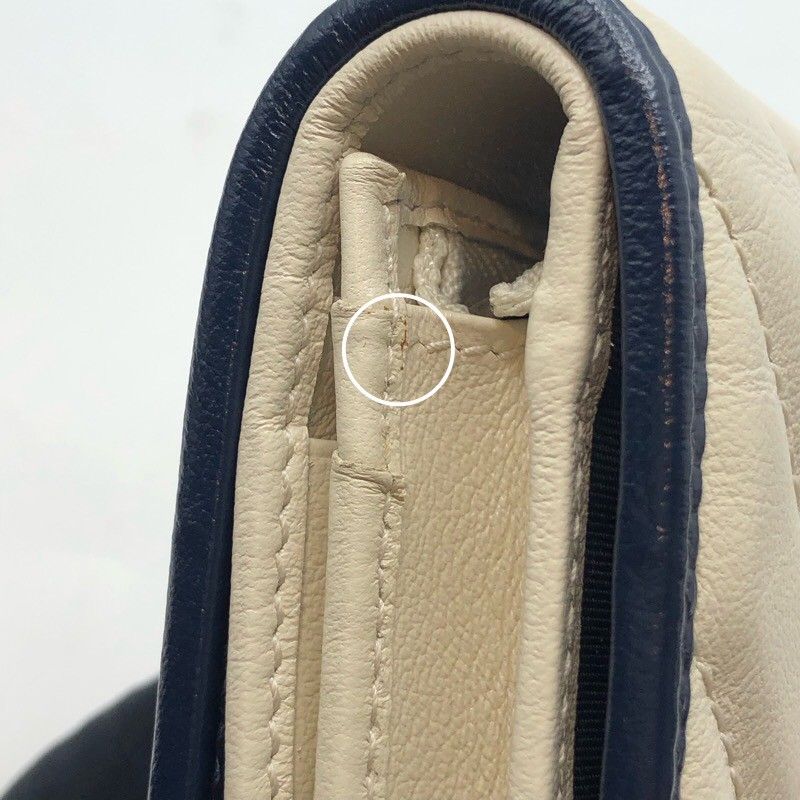 GUCCI GG Marmont Compact Wallet in Ivory & Navy Leather