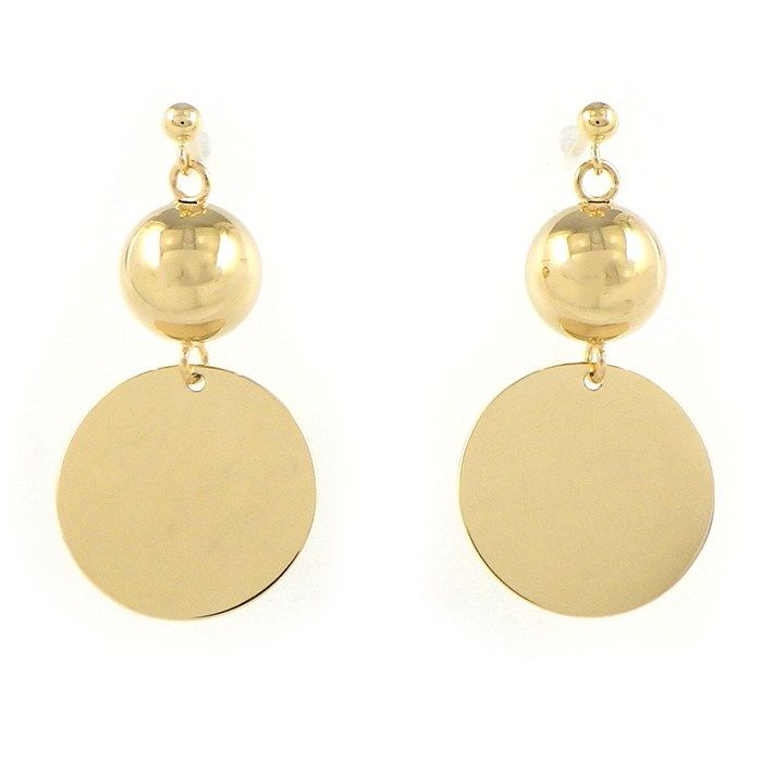 K18YG Circle Plate Ball Earrings - Exquisite Japanese Craftsmanship