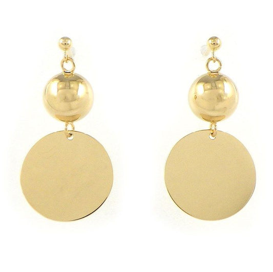 K18YG Circle Plate Ball Earrings - Exquisite Japanese Craftsmanship