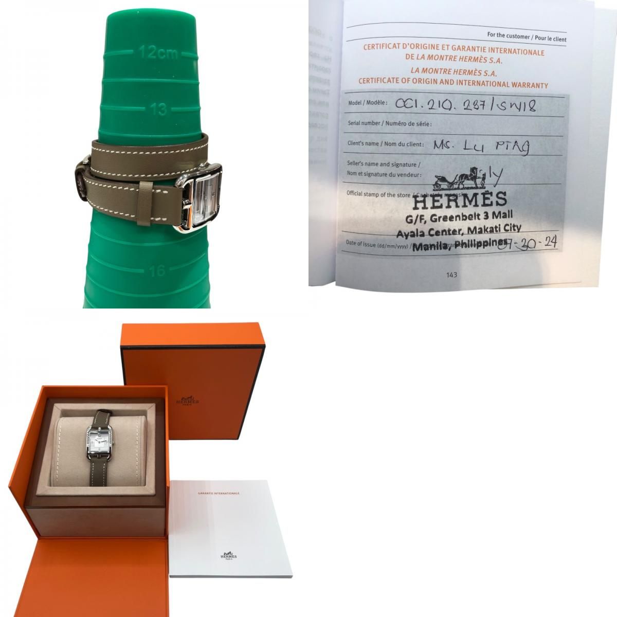 HERMES Cape Cod Double Tour CC1.210a Silver Stainless Steel Watch