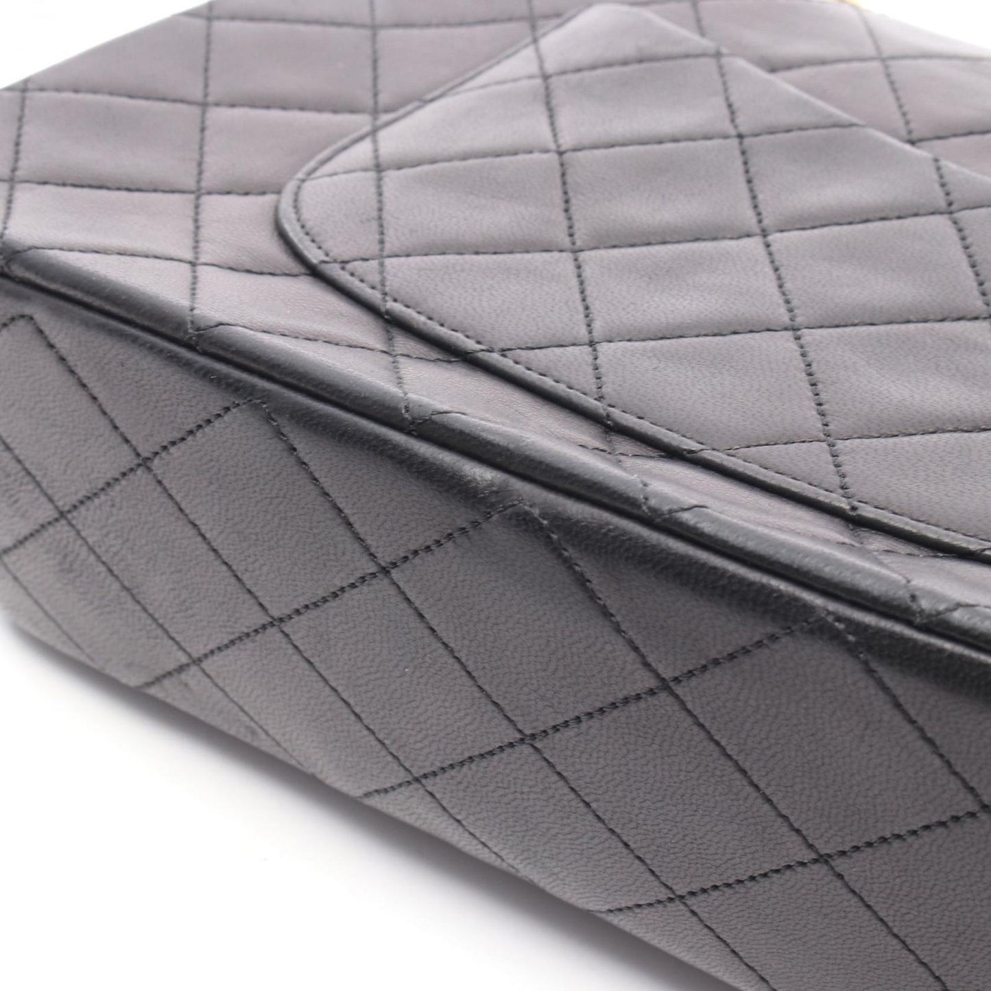 CHANEL Matelassé W Flap Shoulder Bag in Black Lambskin