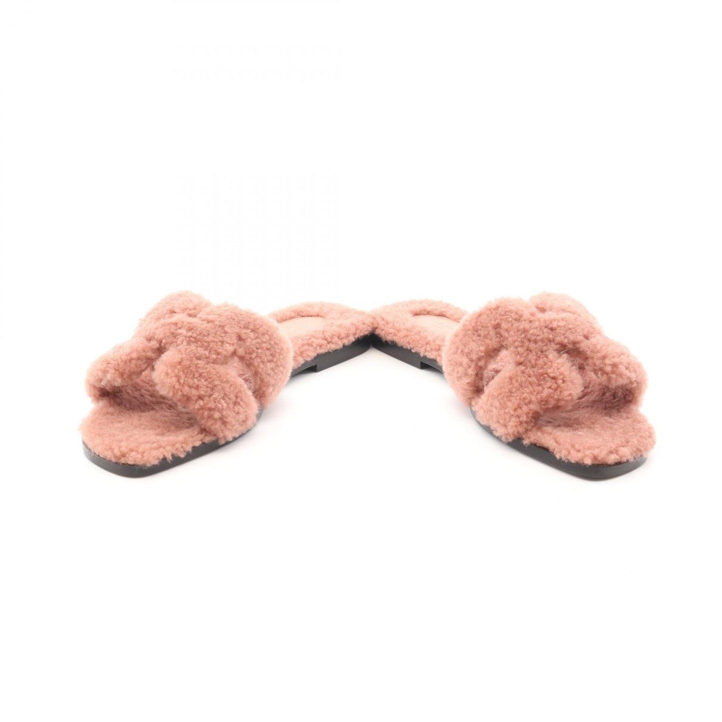 HERMES Pink Fur Sandals - Unworn Luxury Footwear