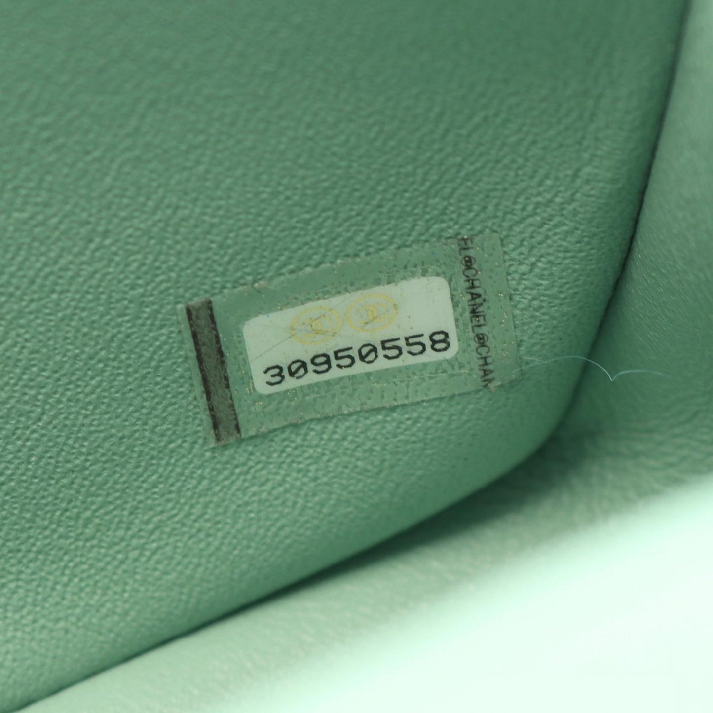 CHANEL Mini Matelassé 20 Shoulder Bag in Mint Green Lambskin