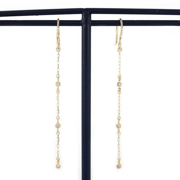 Elegant Diamond Drop Hook Earrings in 10K Yellow Gold