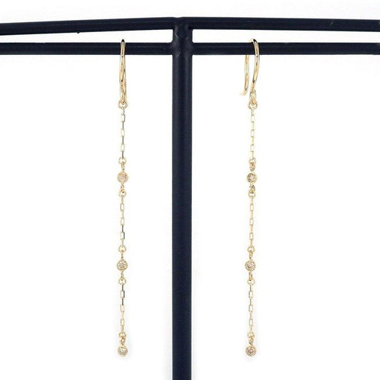 Elegant Diamond Drop Hook Earrings in 10K Yellow Gold