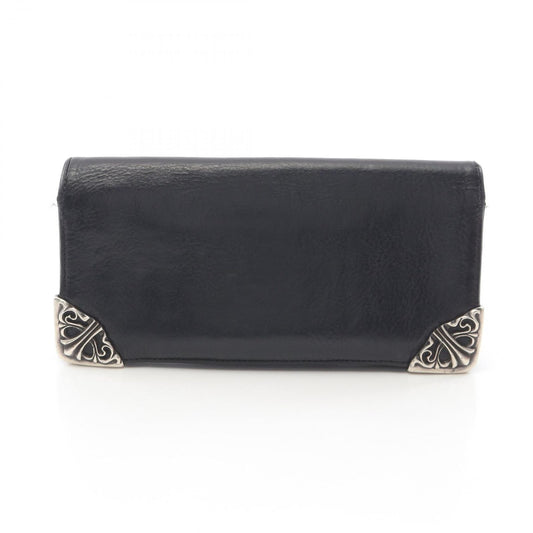 CHROME HEARTS Long Single Fold Tips Leather Wallet - Black & Silver