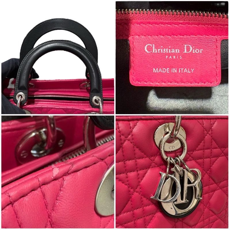 Christian Dior Lady Dior Large Handbag in Pink & Black