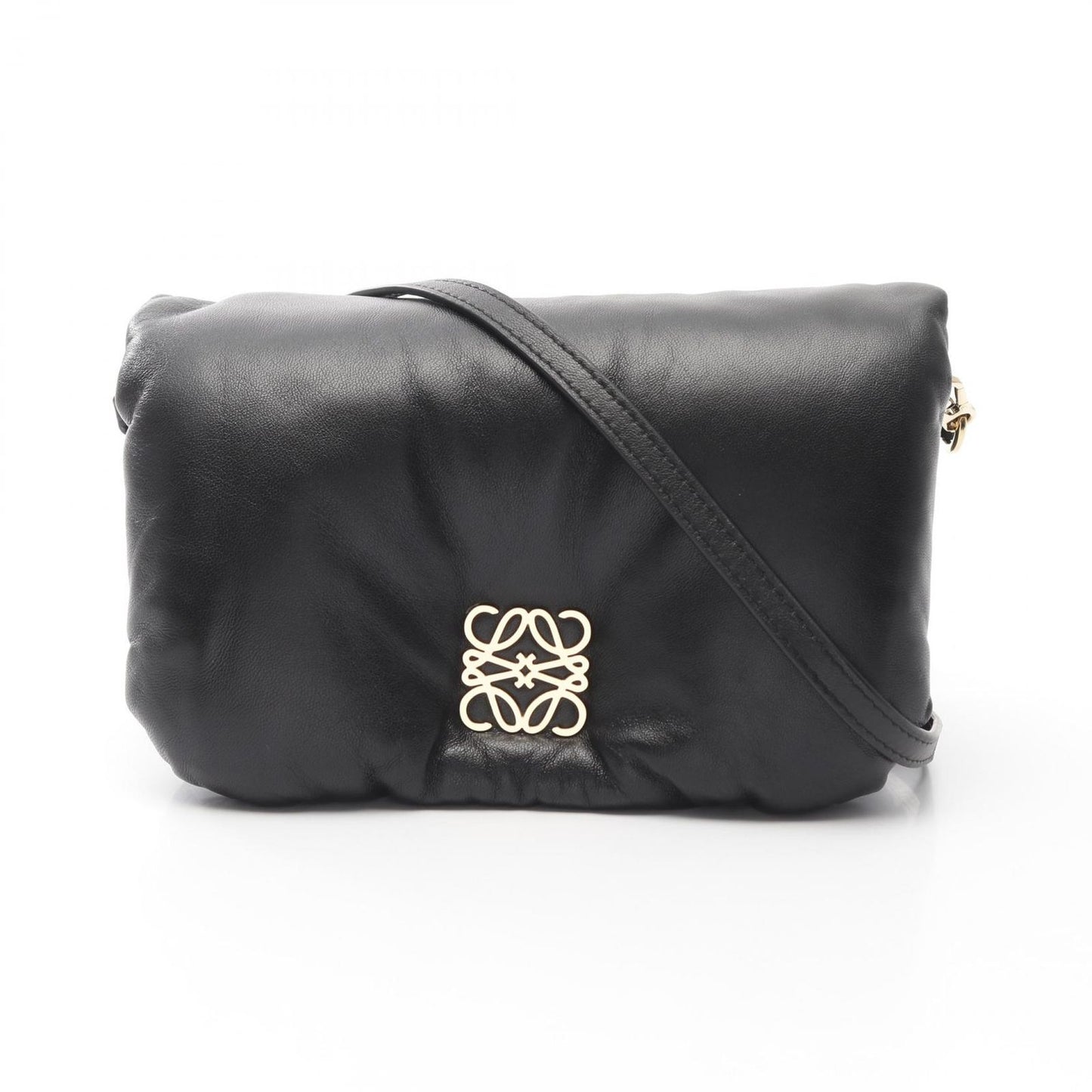 LOEWE Goya Mini Puffer Shoulder Bag in Black Leather