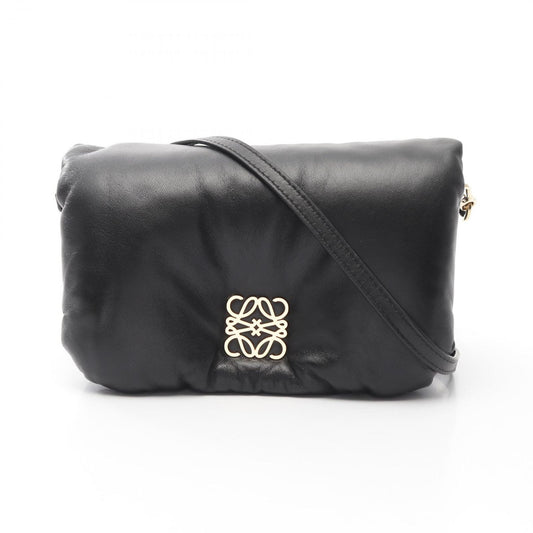 LOEWE Goya Mini Puffer Shoulder Bag in Black Leather