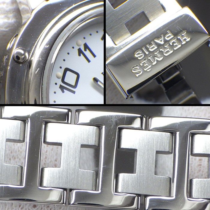 HERMES Clipper CL4.210 Quartz Watch - White Dial, Stainless Steel
