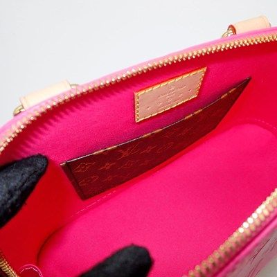 Louis Vuitton Alma BB M90611 Neon Pink Monogram Vernis Handbag