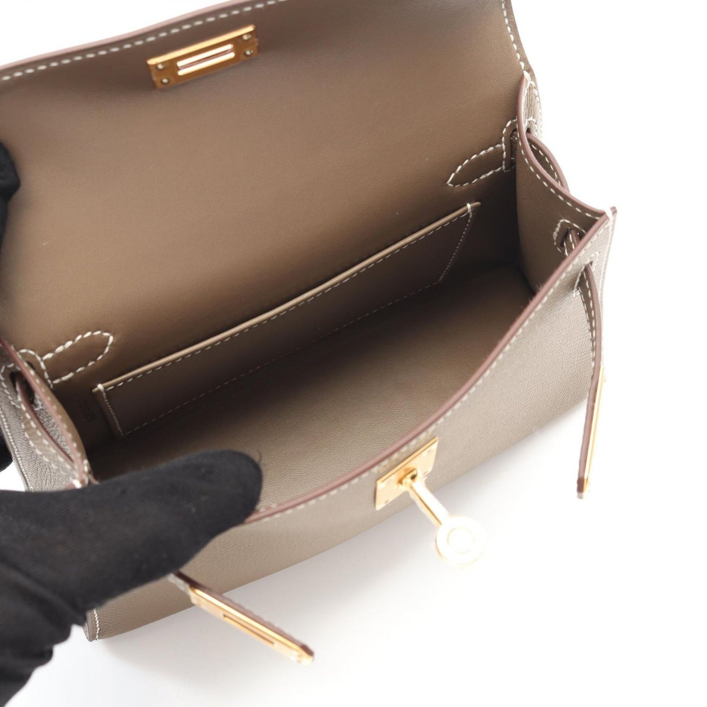 HERMES Mini Kelly 2 Handbag in Etoupe - Unused Luxury