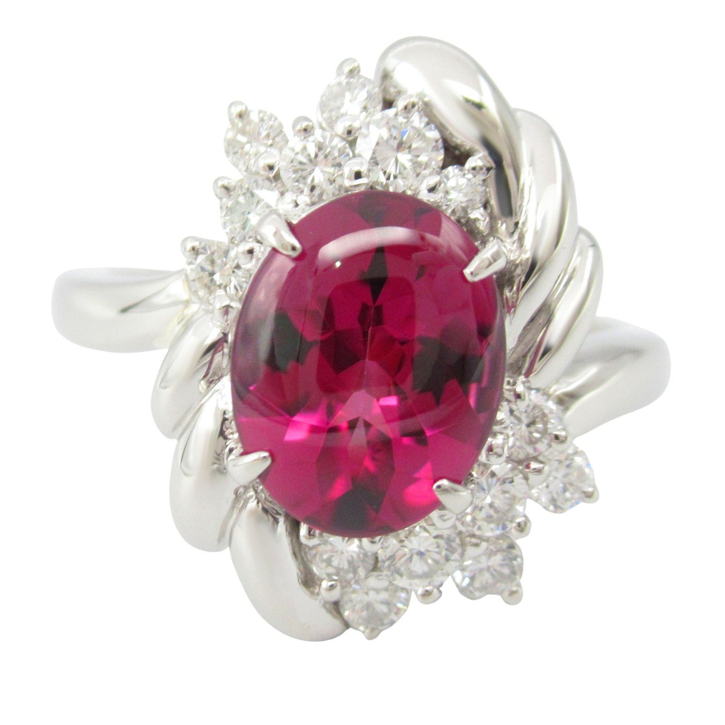 Exquisite Roadlight Garnet & Diamond Ring in Platinum