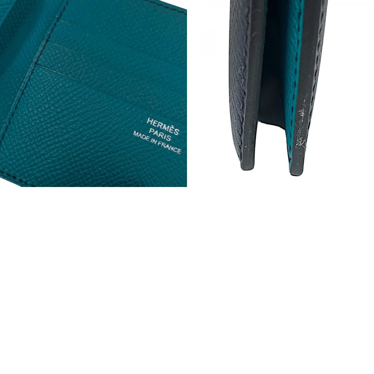 HERMES MC2 Edison Verso Wallet in Blue Indigo & Vert - Exquisite Craftsmanship