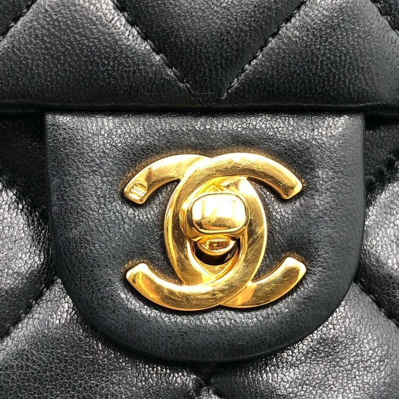 CHANEL Matelassé Chain Shoulder Bag in Black with Gold Hardware