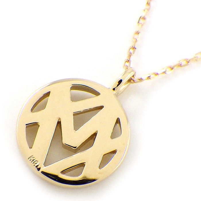 K10YG Round Circle Initial Necklace - Elegant Personalization