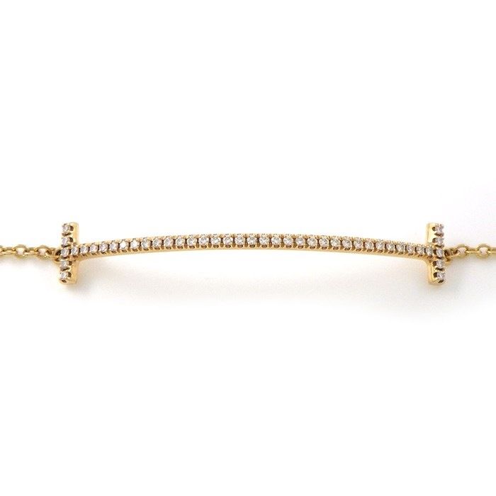 Tiffany & Co. T Smile Bracelet with Diamonds in K18 Pink Gold