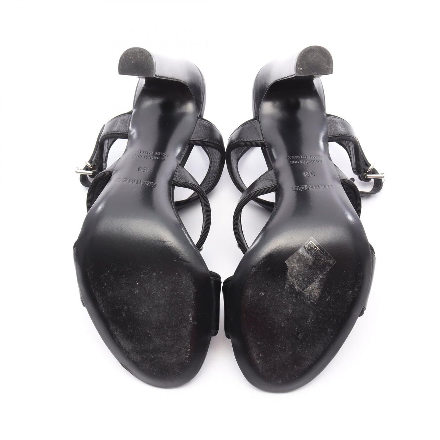 HERMES Collier de Chien Leather Sandals - Size 38 - Black