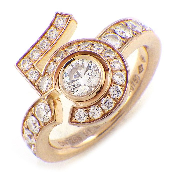 CHANEL Eternal No.5 Half Circle Diamond Ring in K18 Beige Gold