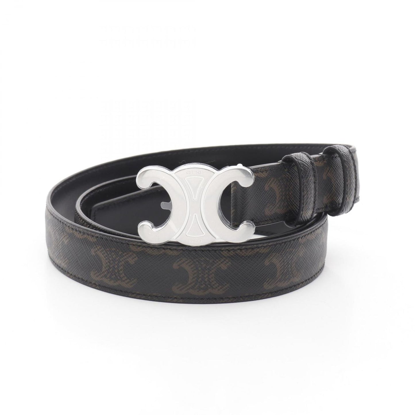 CELINE Medium Triomphe Belt in Black Leather - New