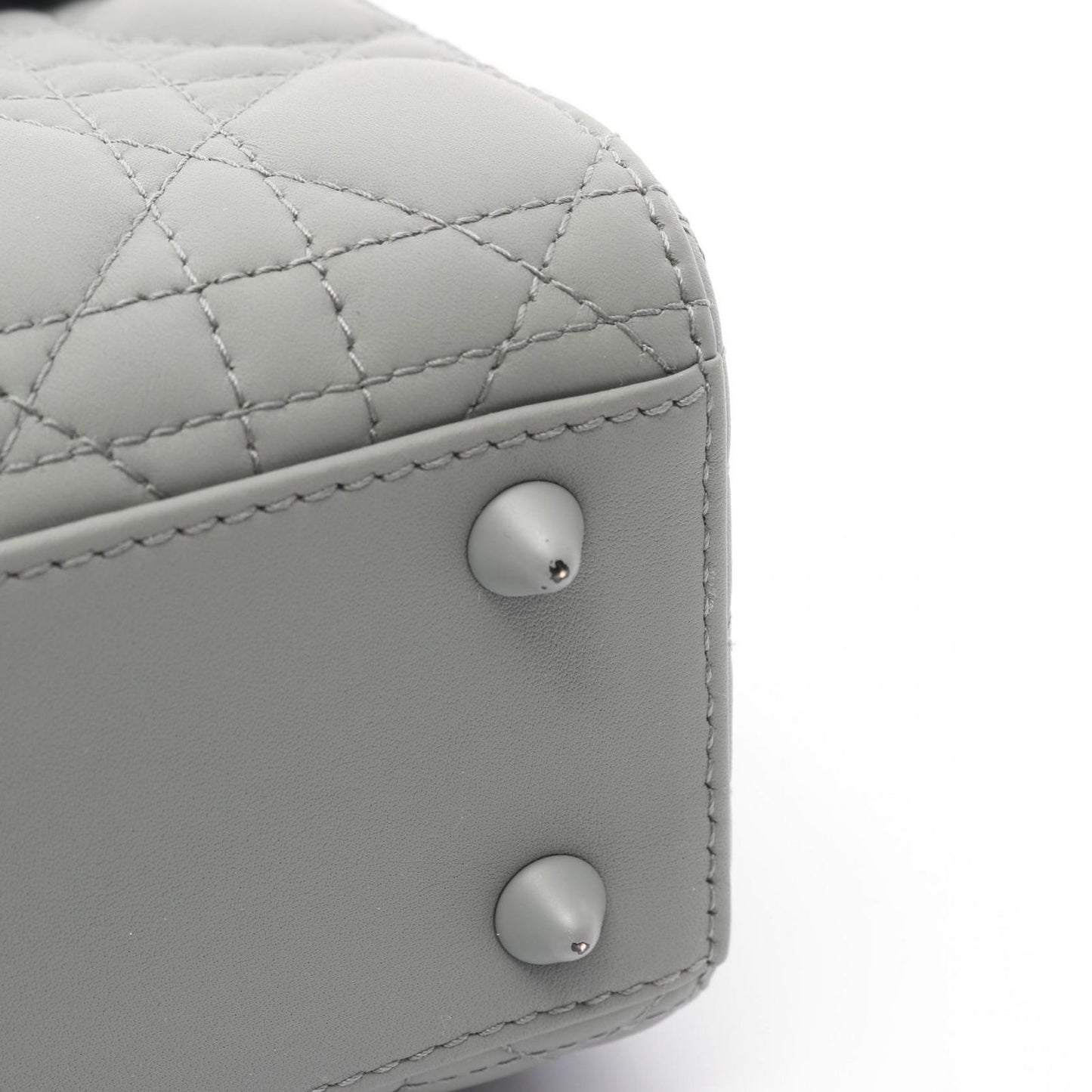 Dior Lady Dior Small Cannage Handbag in Gray Leather