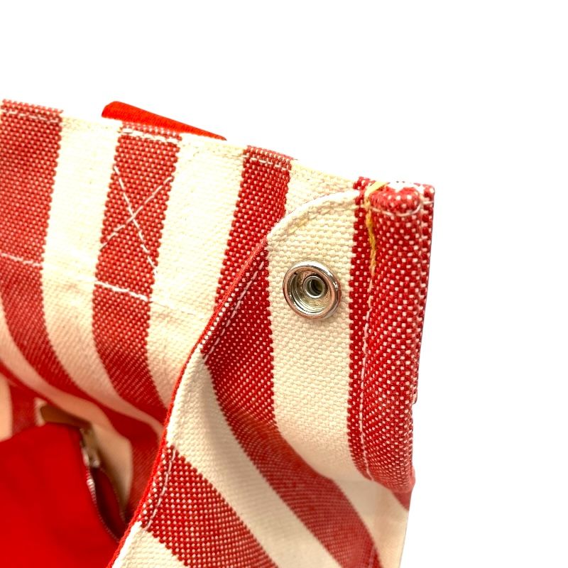 HERMES Cannes PM Red & White Canvas Handbag - Exquisite Craftsmanship