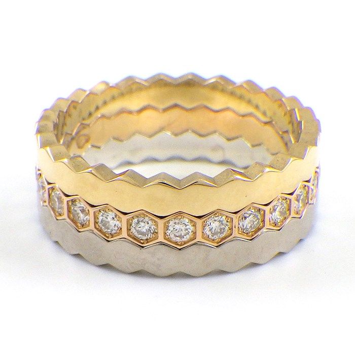 Chaumet Bee My Love Honeycomb Ring Set - 3-Color Gold & Diamonds