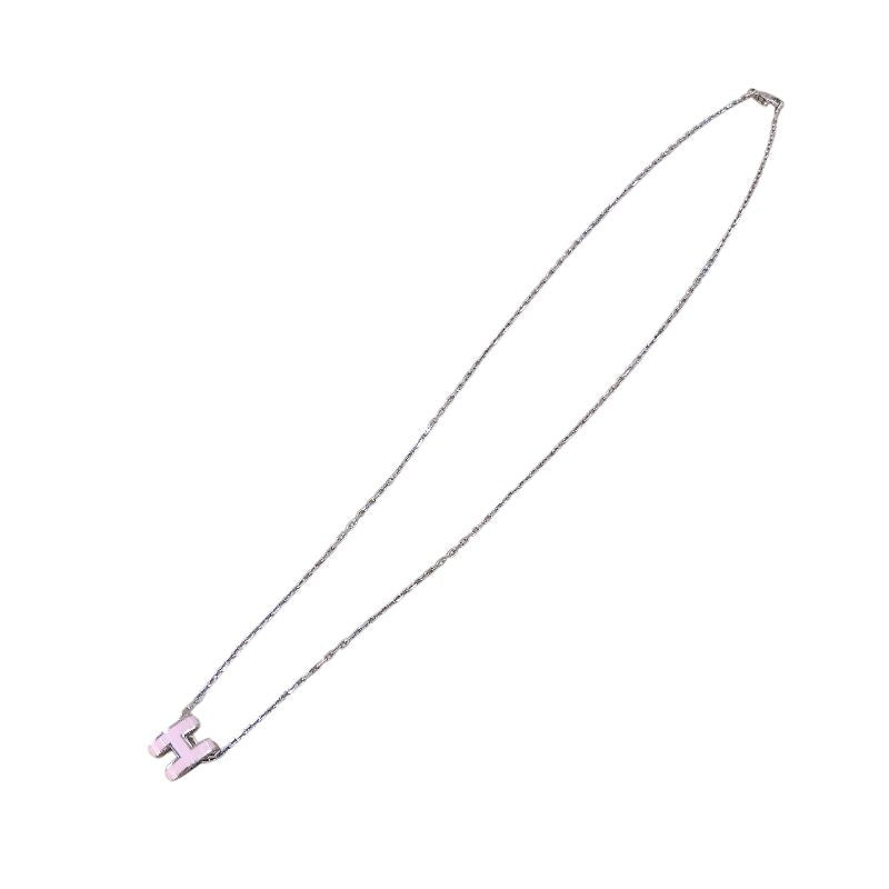 HERMES Pop Ash Mini Necklace in Pink with Silver Hardware