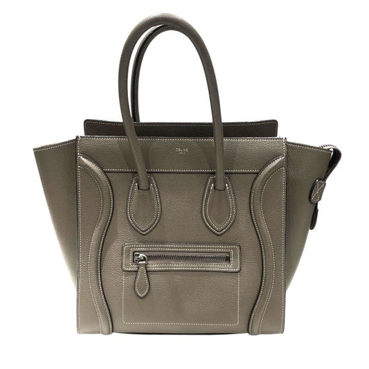 CELINE Luggage Micro Shopper Handbag in Grey with Silver Hardware