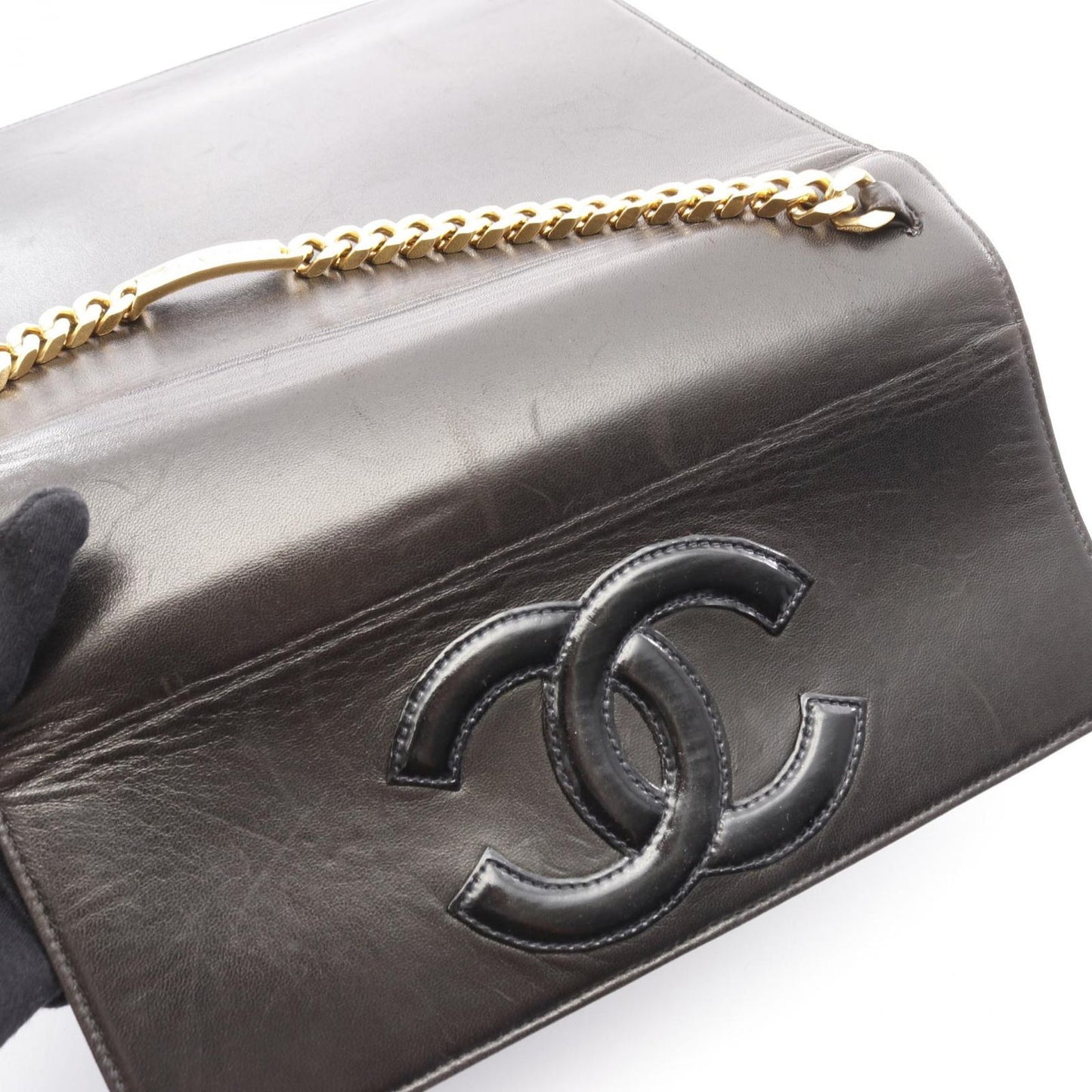 CHANEL Black Lambskin Coco Mark Chain Handbag - Timeless Elegance