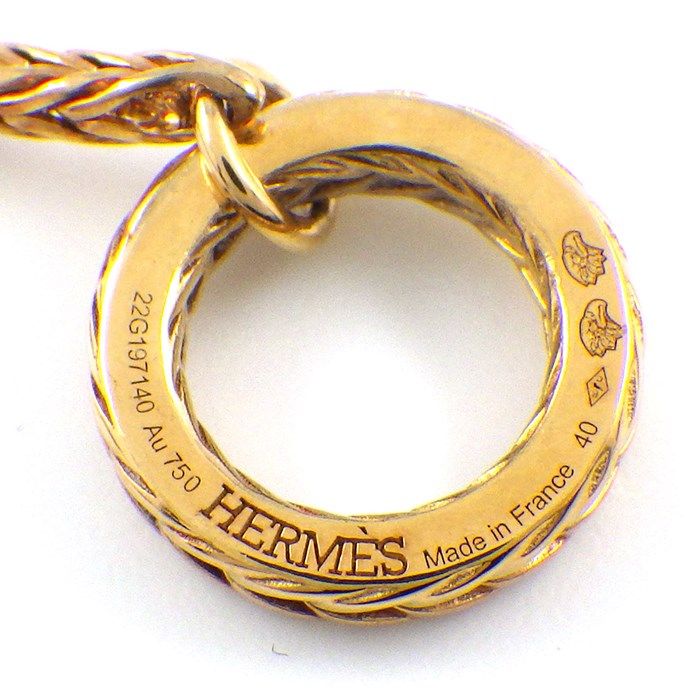 HERMES Chaine d'Ancre Danae Spike Chain Necklace in K18 Yellow Gold