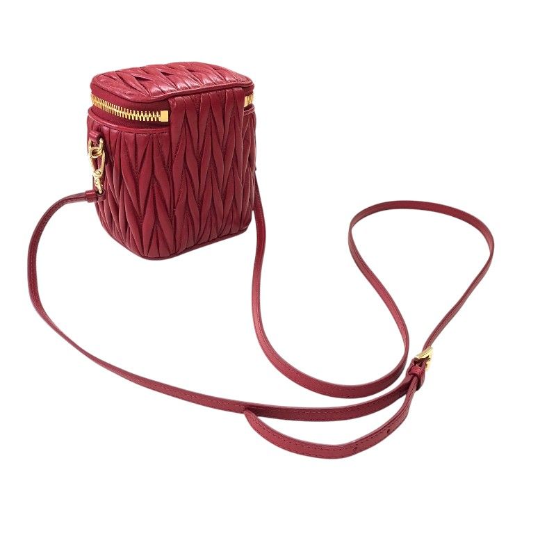 Miu Miu Matelassé Leather Micro Bag - Red with Gold Hardware