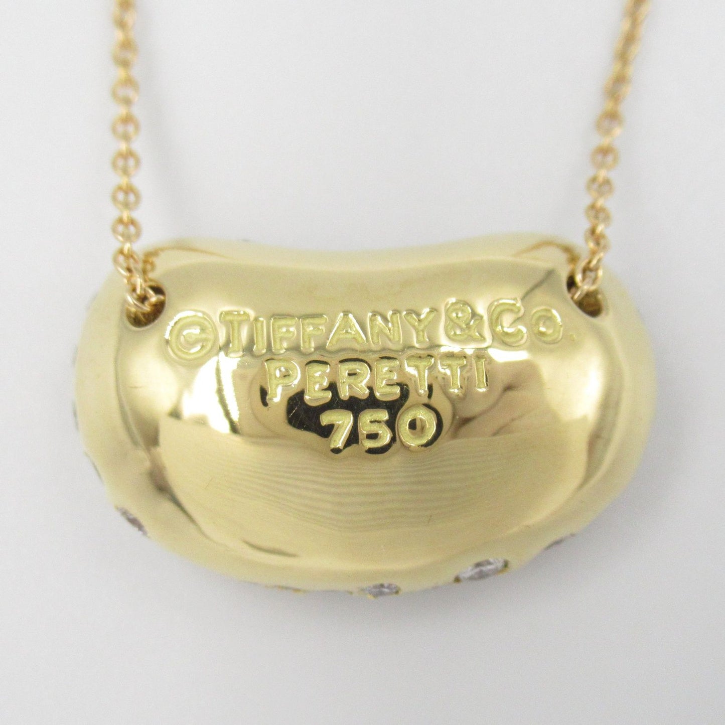 TIFFANY & CO Bean Necklace with Diamonds in 18K Yellow Gold