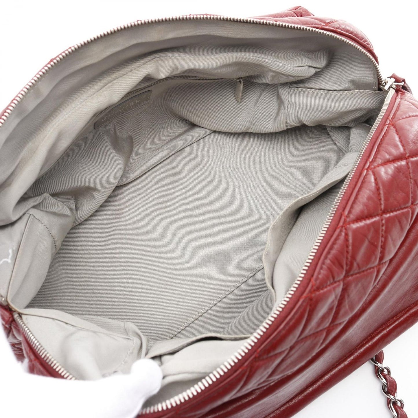 CHANEL Coco Mark Matelassé Shoulder Bag - Red Calfskin