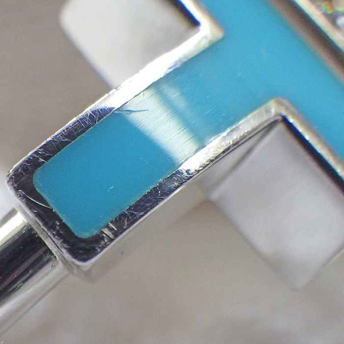 Tiffany & Co. T Wire Ring with Turquoise & Diamonds in K18WG