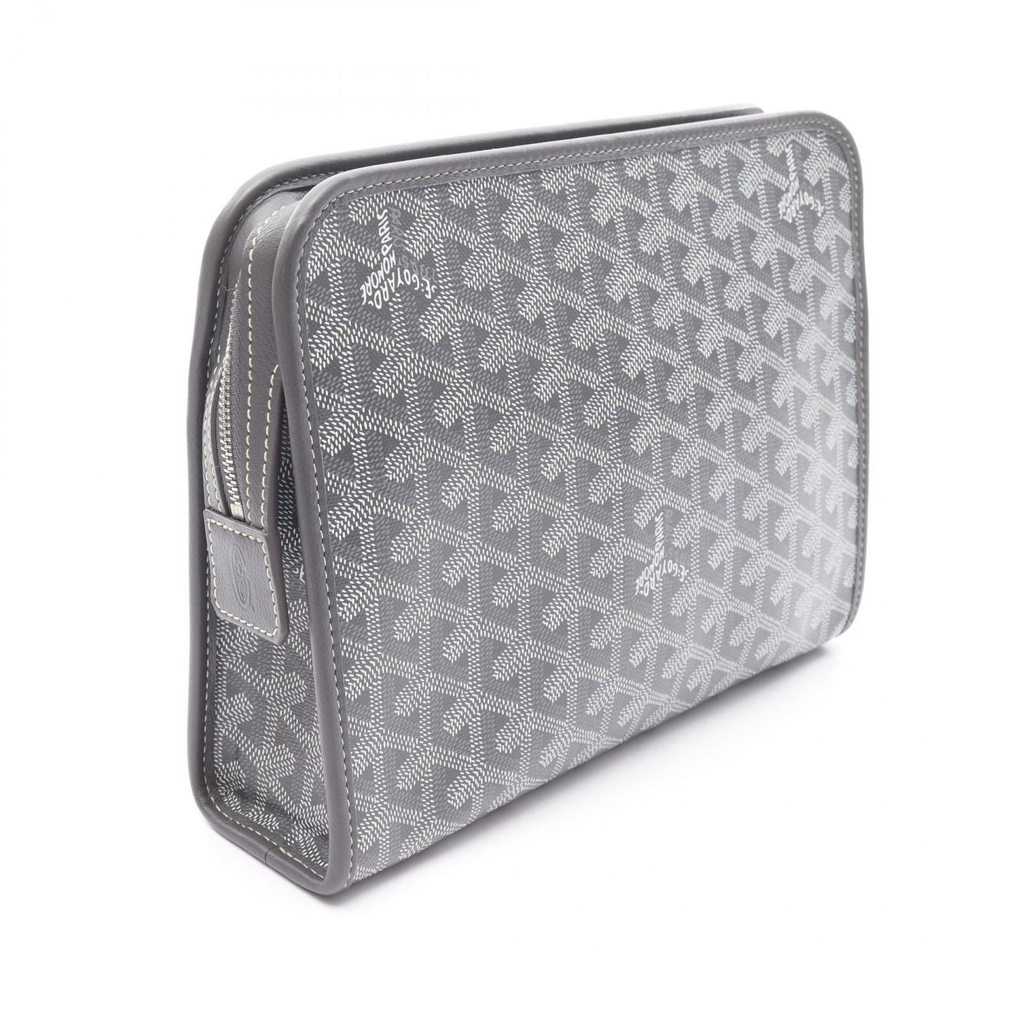 GOYARD Jubans MM Clutch Bag in Grey PVC Coated Canvas