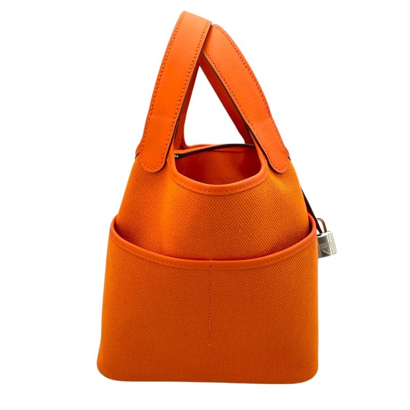 HERMES Picotin Lock PM Cargo Handbag - Orange with Silver Hardware