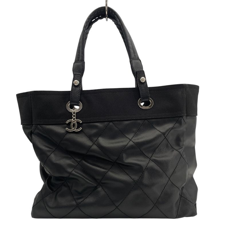 CHANEL Paris Biarritz Tote MM A34209 - Black with Silver Hardware
