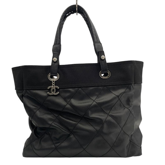 CHANEL Paris Biarritz Tote MM A34209 - Black with Silver Hardware