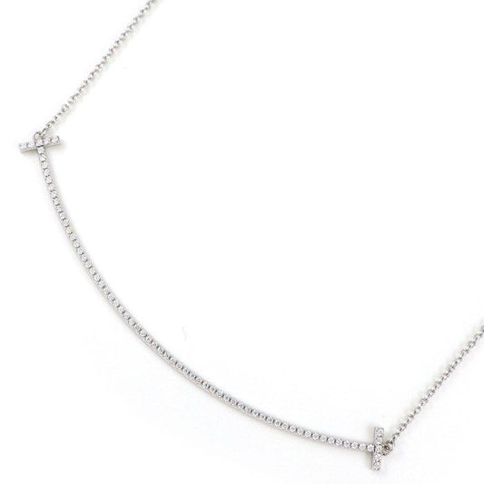 Tiffany & Co. T Smile Large Diamond Necklace in K18 White Gold