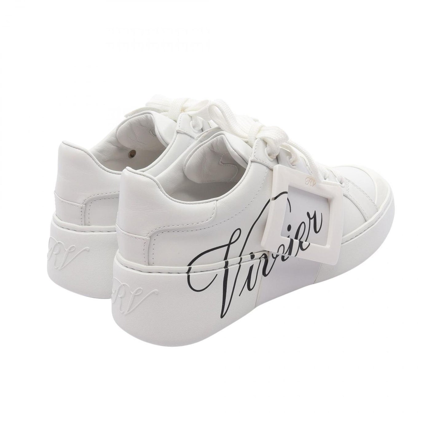 Roger Vivier VIV SKATE Leather Sneakers - Pristine White - Size 34